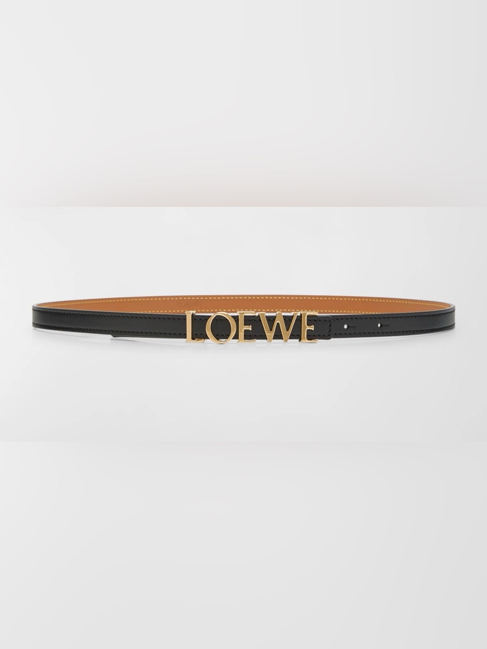 Loewe Skinny Belt with Gold Logo Buckle
